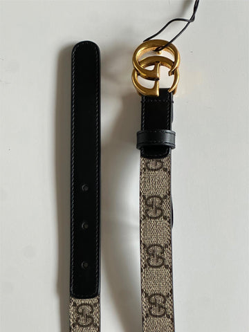 Gucci Women’s Leather GG Thin Width Belt Brown 110/44 409417 NWT