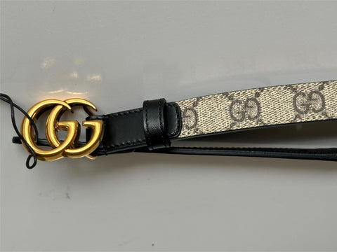 Gucci Women’s Leather GG Thin Width Belt Brown 110/44 409417 NWT