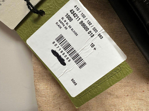 Gucci GG Women's Nappa Leather Gloves Black Size 10.5  Made in Italy 434211 NWT