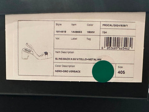 Versace Medusa Head Sling Back Leather Black Shoes 10.5 US 1014619 NIB $1000