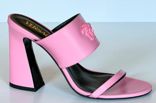 Versace Medusa Head Leather Baby Pink Sandals 9 US (39 Euro) 1019266 NIB $1100