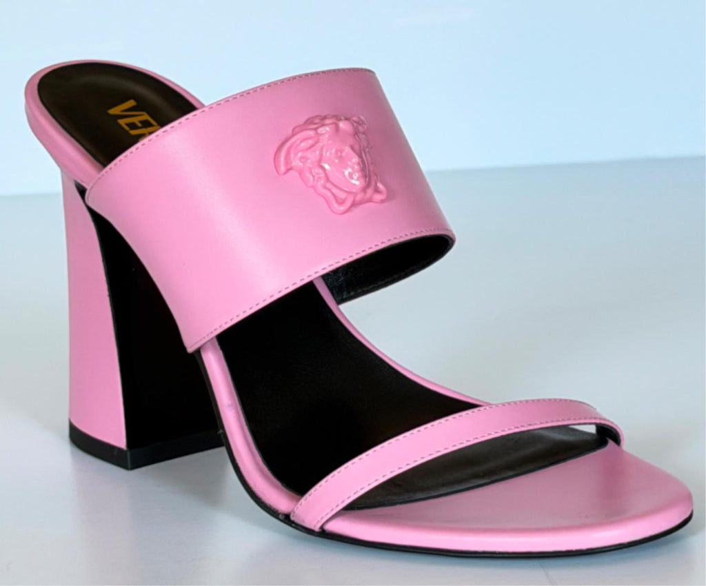 Versace Medusa Head Leather Baby Pink Sandals 9 US (39 Euro) 1019266 NIB $1100