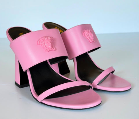 Versace Medusa Head Leather Baby Pink Sandals 9 US (39 Euro) 1019266 NIB $1100