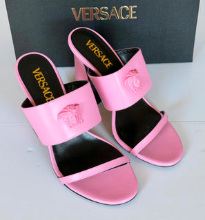 Versace Medusa Head Leather Baby Pink Sandals 9 US (39 Euro) 1019266 NIB $1100
