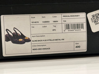 Versace Medusa Head Sling Back Calf Leather Black Shoes 10 US 1014619 NIB $1000