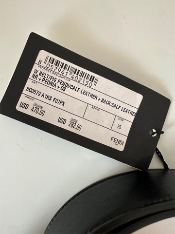 Fendi Black Leather Gold Buckle Reversible Belt 75/30 Italy 8C0579 NWT $470