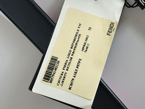 Fendi Black Leather Gold Buckle Reversible Belt 75/30 Italy 8C0579 NWT $470