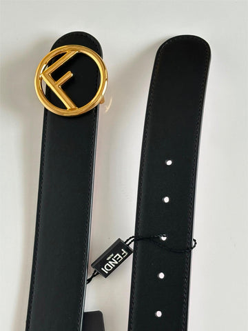 Fendi Black Leather Gold Buckle Reversible Belt 75/30 Italy 8C0579 NWT $470