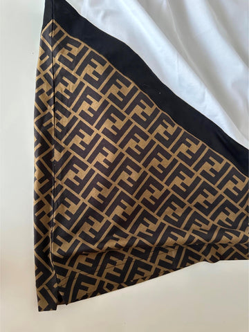 Fendi FF Logo Print White/Brown Cotton Jersey T-Shirt 2XL FAF682 IT NWT $810