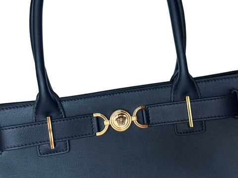 Versace Medusa Black Leather Medium Top Handle Bag 1013168 IT NWT $2495