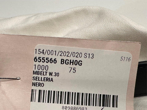 Gucci Selleria G-Buckle Women's  Leather Belt Black 75/30 IT 655566 NWT