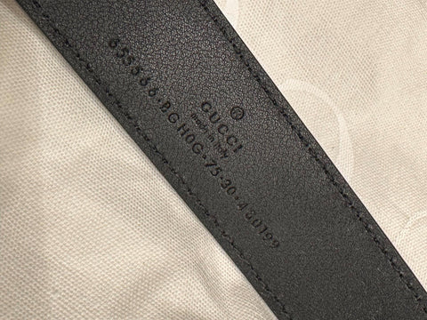 Gucci Selleria G-Buckle Women's  Leather Belt Black 75/30 IT 655566 NWT