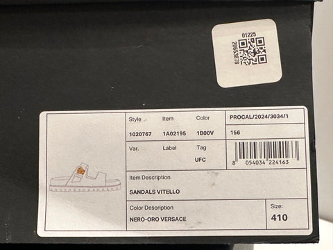 Versace Medusa Black Leather Slides Sandals 8 US (41 Euro) 1020767 NIB $700