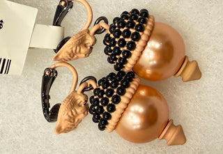Gucci Bronze Metal Faux-Pearl Lion Clip-On Earrings Made in Italy NWT $550 1