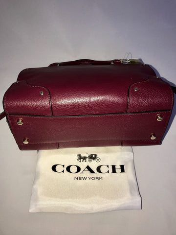 COACH Willow Floral Mercer Satchel 24 Rivets Leather Burgundy Bag NWT $398