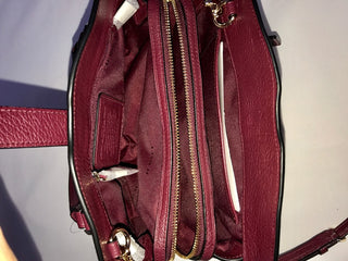 COACH Willow Floral Mercer Satchel 24 Rivets Leather Burgundy Bag NWT $398