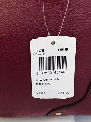 COACH Willow Floral Mercer Satchel 24 Rivets Leather Burgundy Bag NWT $398