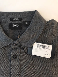 NWT $195 BOSS Hugo Boss 'Onara-01' Black Label Long Sleeve Slim Fit Gray Shirt L - BAYSUPERSTORE