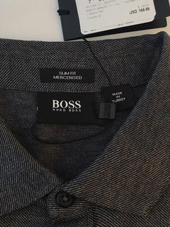 NWT $195 BOSS Hugo Boss 'Onara-01' Black Label Long Sleeve Slim Fit Gray Shirt L - BAYSUPERSTORE