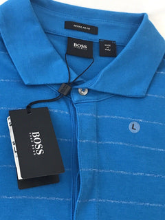 NWT $135 BOSS Hugo Boss  Press 01 Regular Fit Polo Shirt L Blue - BAYSUPERSTORE
