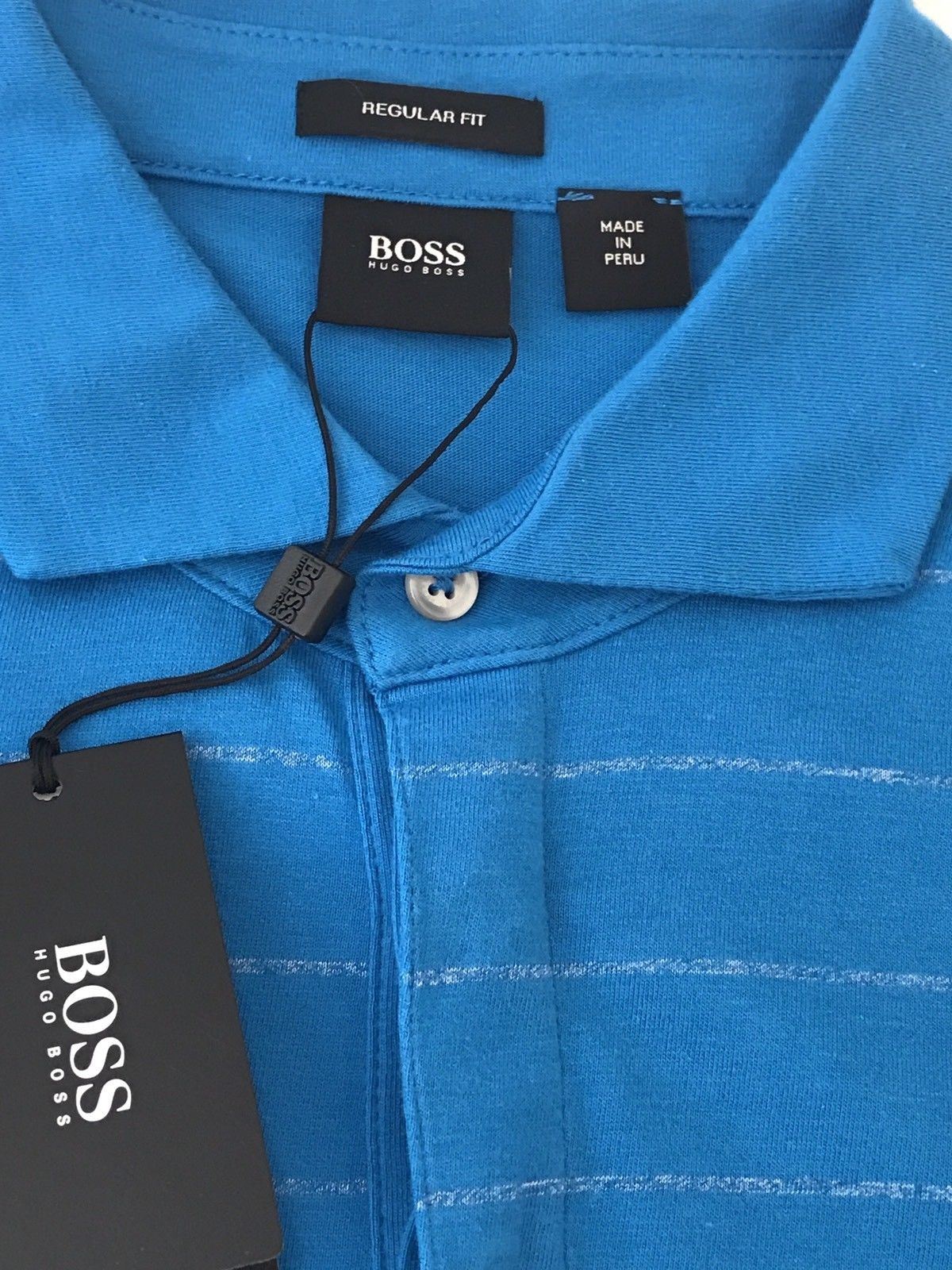 NWT $135 BOSS Hugo Boss  Press 01 Regular Fit Polo Shirt L Blue - BAYSUPERSTORE