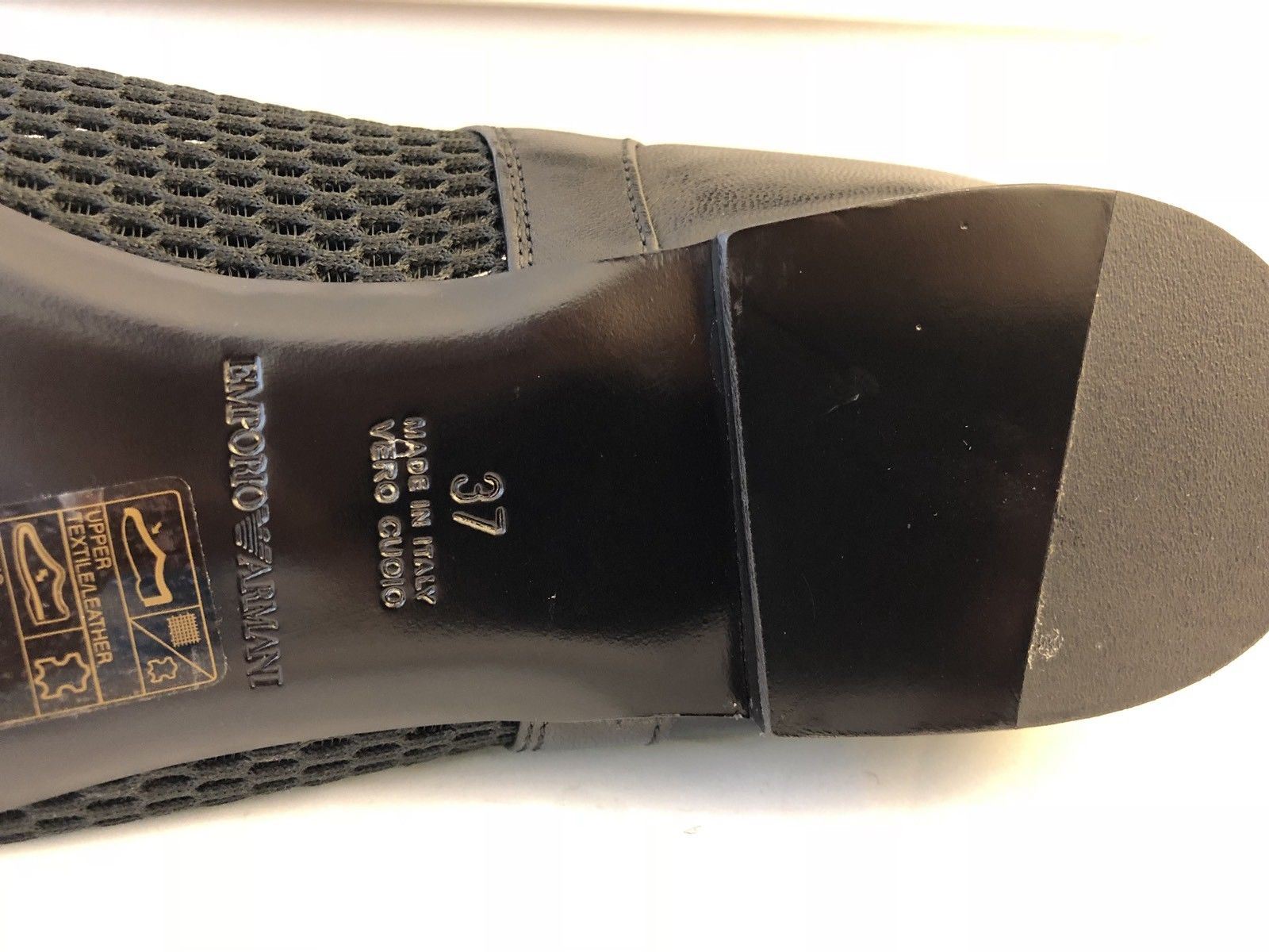 NIB $525 Emporio Armani Leather Women's Black Summer Flats 7 US X3C117 - BAYSUPERSTORE
