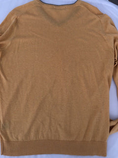 Stile Di Vita Men's V-Neck Yellow Sweater Size Medium Silk/Cotton - BAYSUPERSTORE