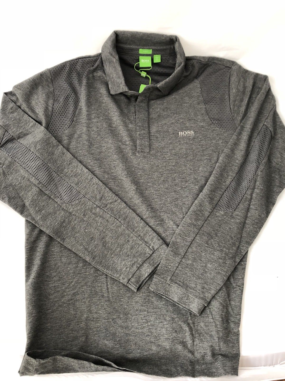 BOSS Hugo Boss Green 'Pleesy 2' Sleeve Polo Slim Fit Shirt Gray S BAYSUPERSTORE