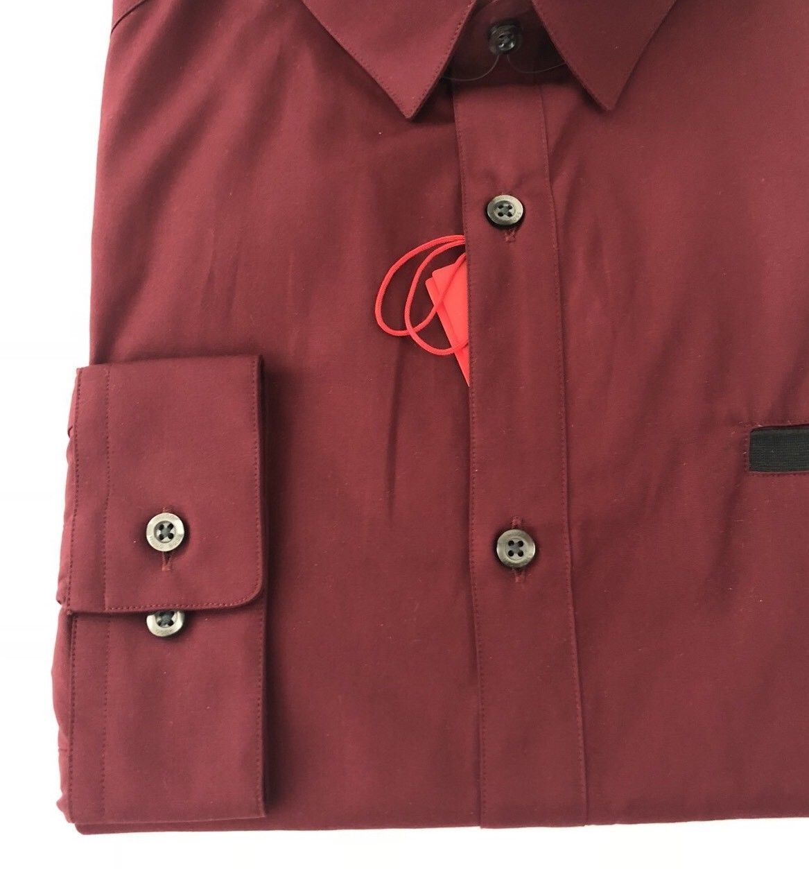 NWT $165 BOSS Hugo Boss Mens Edell Modern Slim Fit Dark Red Dress Shirt XL - BAYSUPERSTORE