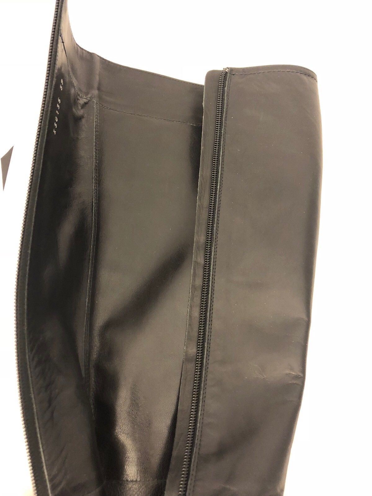 NIB $925 Emporio Armani Women's Black Leather Knee High Boots 37 Eu IT X30135 - BAYSUPERSTORE