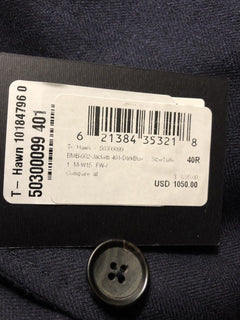 NWT $1395 Boss Hugo Boss T-Hawn Silk Sport Coat Jacket Blue 40R US (50R Eu)