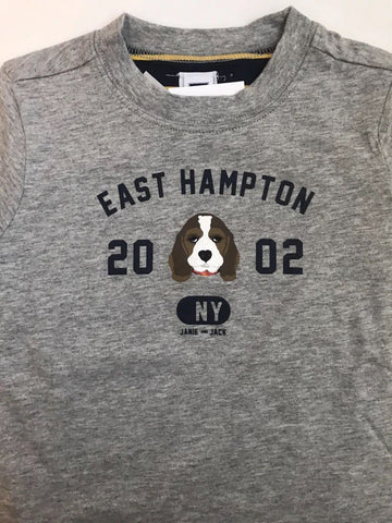 NWT $34 Janie and Jack boys Reversible East Hampton Dog Gray tee Size 3 to 6