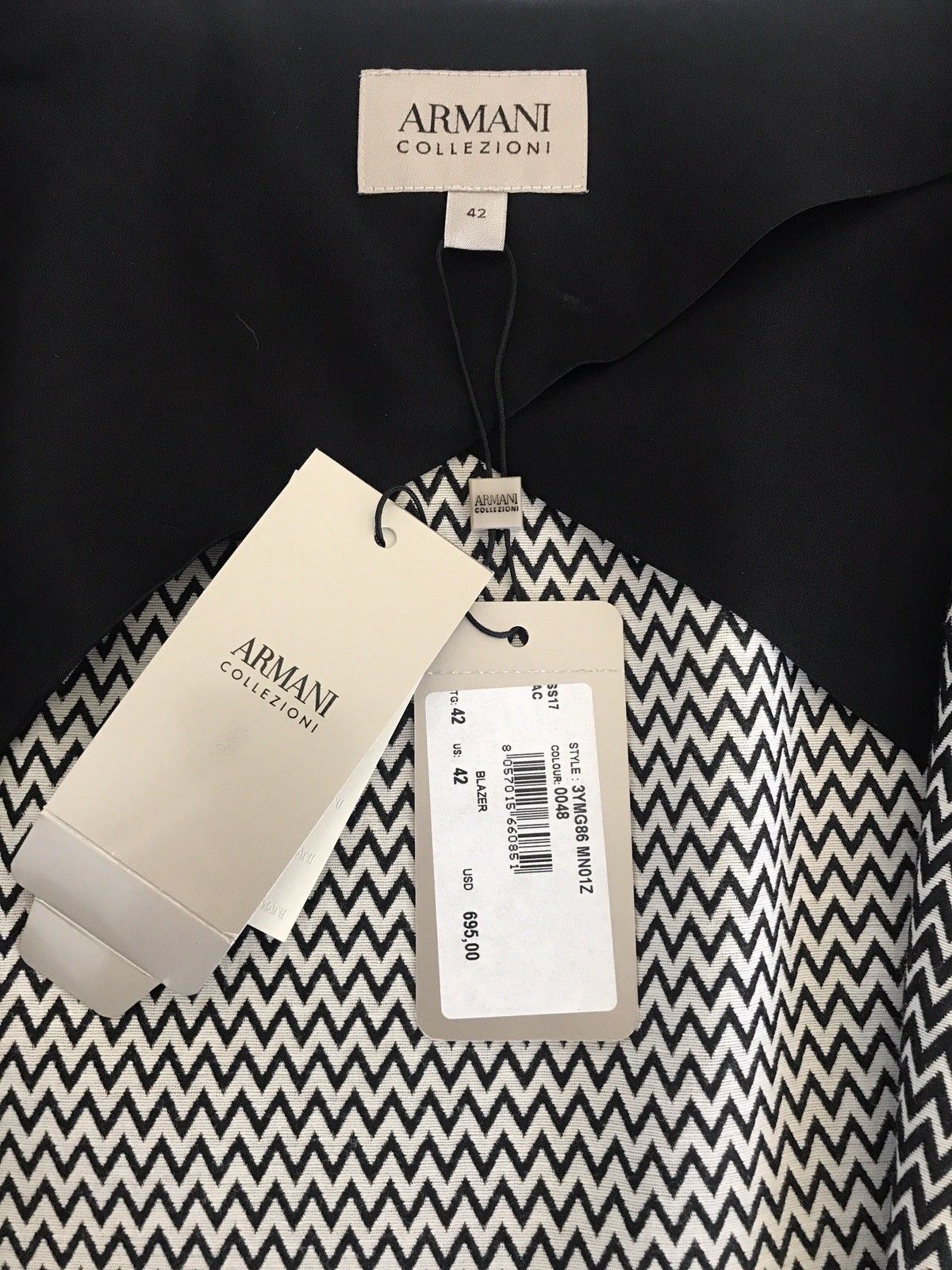 NWT $695 Armani Collezioni Women’s Black Blazer Jacket Size 42 Euro 3YMG86