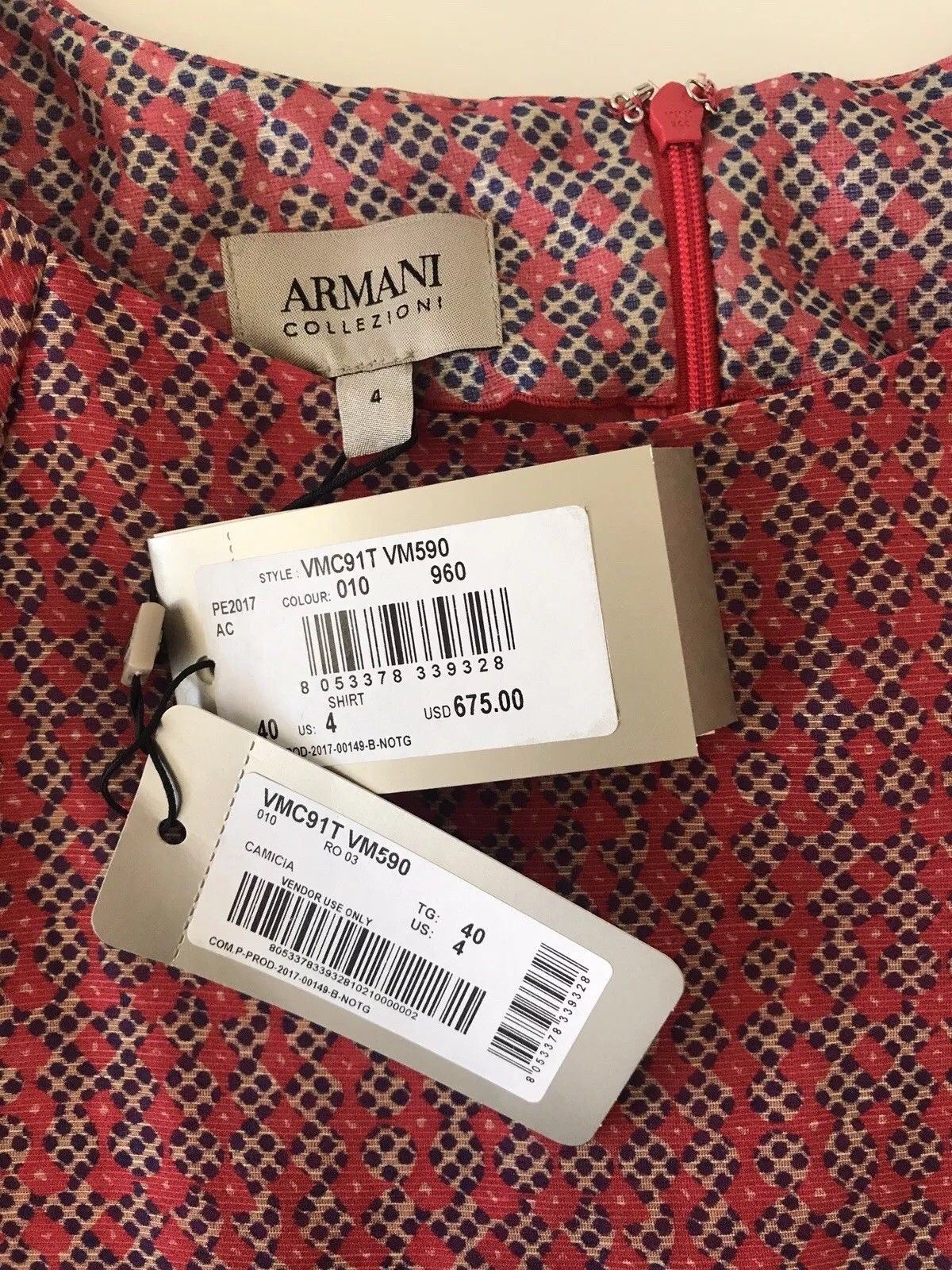 NWT $675 Armani Collezioni Women’s Multicolor Shirt Size 4 US
