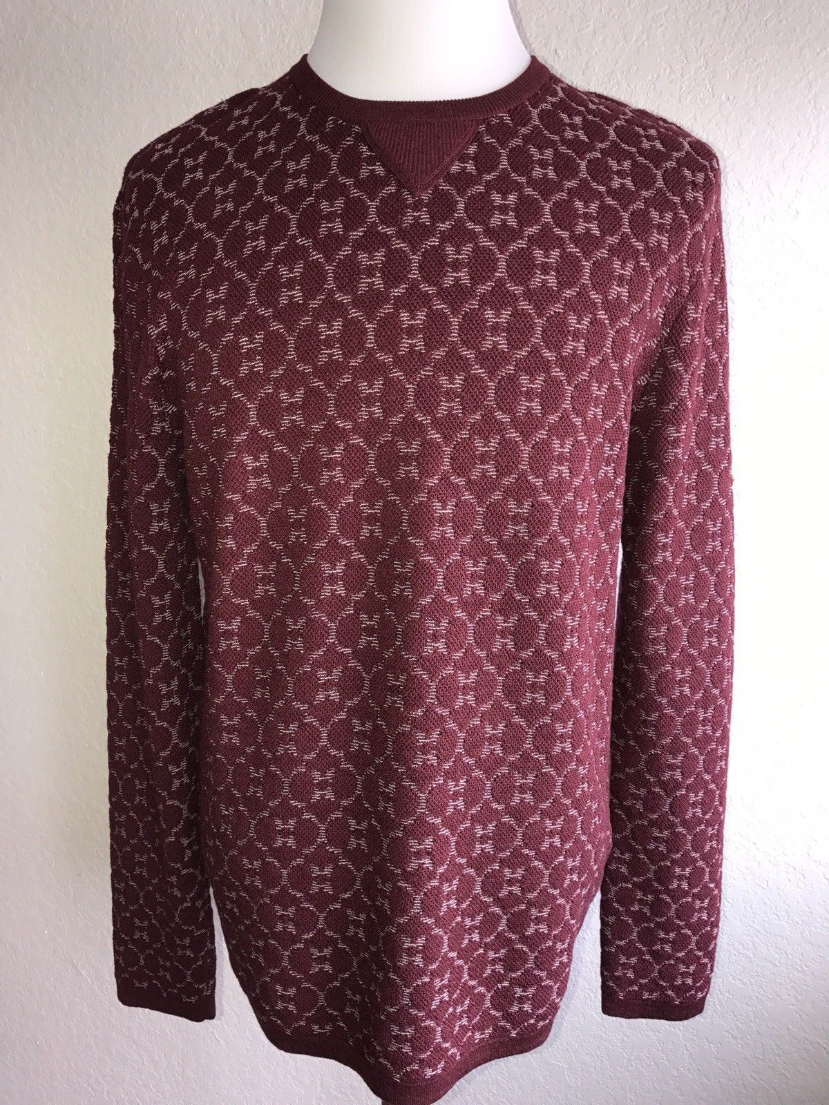 NWT $1895 Giorgio Armani  Knitwear Burgundy Long Sleeves Sweater 56 EU 3YSM19