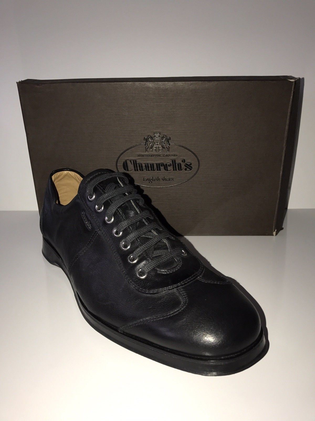 NIB $960 Church's English Shoes Men’s Black Sneakers 12 US Made in Italy