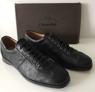 NIB 960 $ Church's English Shoes Schwarze Herren-Sneaker 12 US Hergestellt in Italien