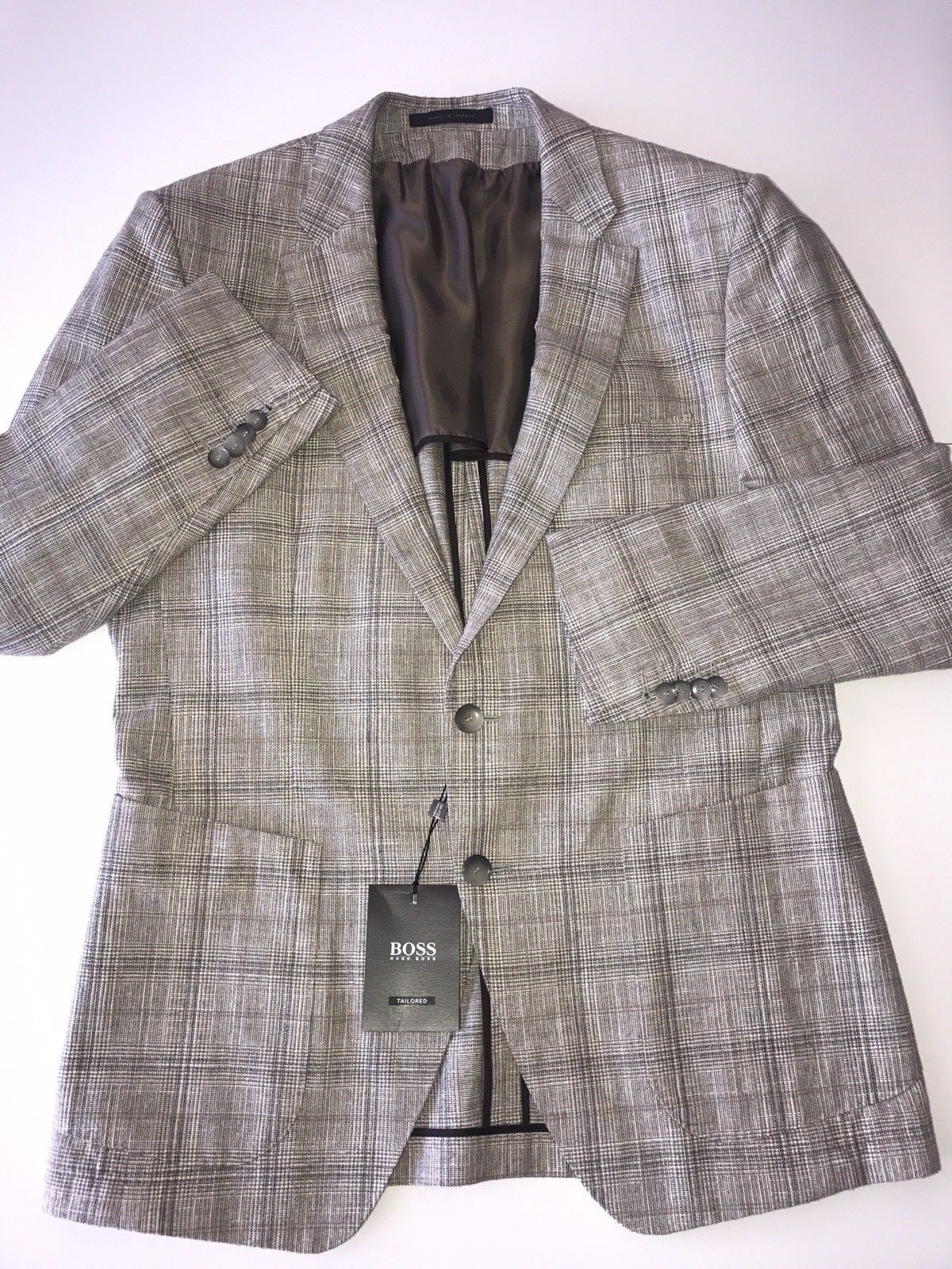 NWT $1295 Boss Hugo Boss T-Rakes Tailored Beige Jacket Blazer 44R US (54R Eu)
