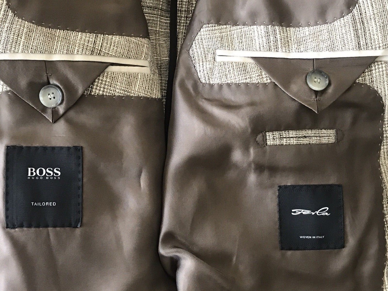 NWT $1295 Boss Hugo Boss T-Rakes Tailored Beige Jacket Blazer 44R US (54R Eu)