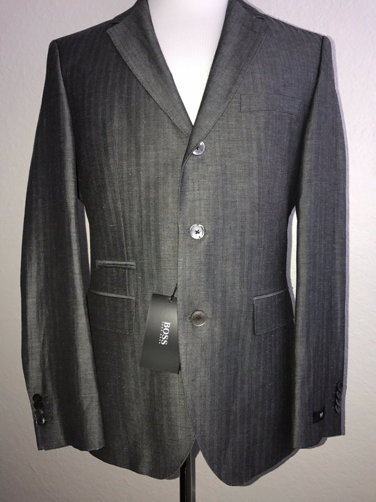 NWT $645 Boss Hugo Boss Johnston Wool - Linen Med Gray Sport Coat Jacket 38R US