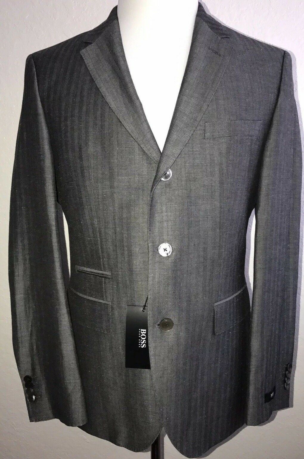 NWT $645 Boss Hugo Boss Johnston Wool - Linen Med Gray Sport Coat Jacket 38R US