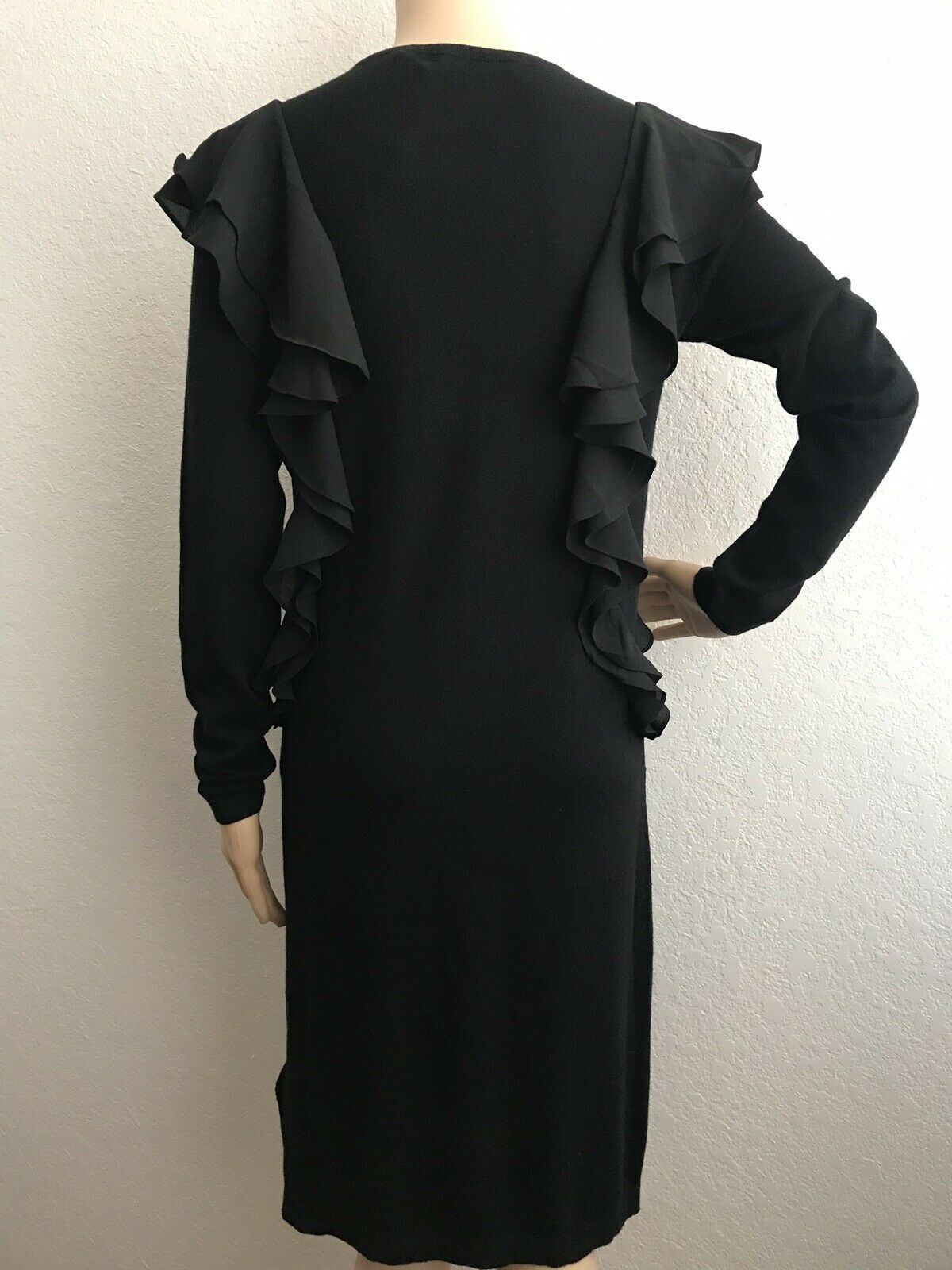 NWT Polo Ralph Lauren Women's Black  Ruffled Cotton Sweater Dress Size M