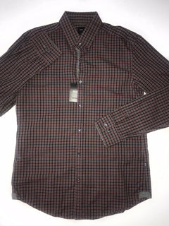 NWT $245 Hugo Boss T-Scot Mens Tailored Cotton Dark Red Dress Shirt Size L