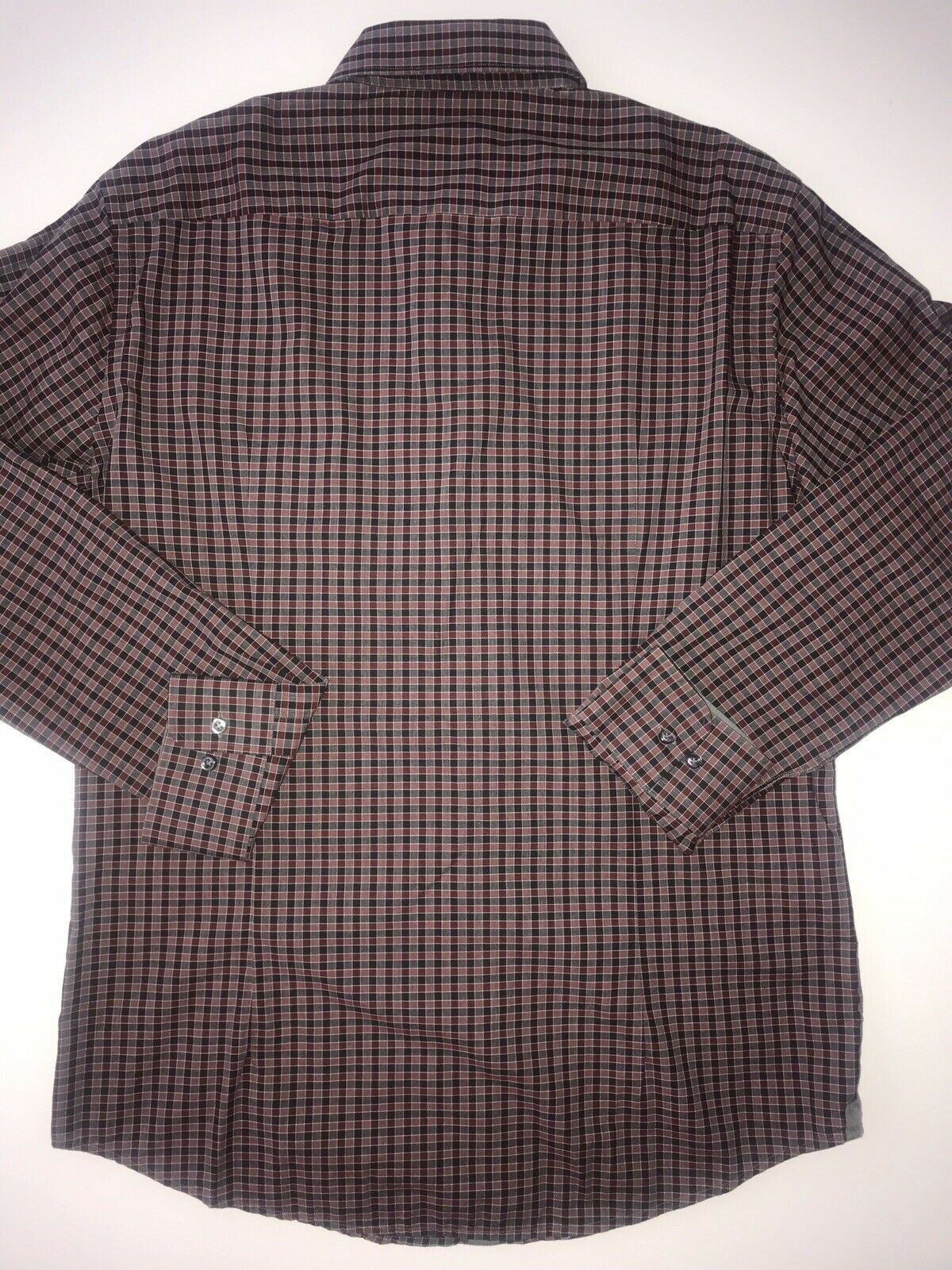 NWT $245 Hugo Boss T-Scot Mens Tailored Cotton Dark Red Dress Shirt Size L