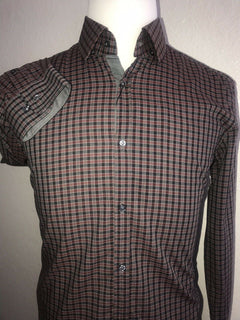 NWT $245 Hugo Boss T-Scot Mens Tailored Cotton Dark Red Dress Shirt Size L