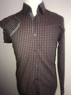 NWT $245 Hugo Boss T-Scot Mens Tailored Cotton Dark Red Dress Shirt Size L