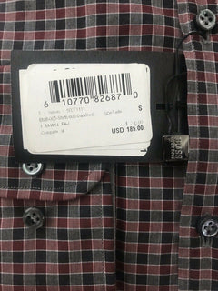 NWT $245 Hugo Boss T-Scot Mens Tailored Cotton Dark Red Dress Shirt Size S