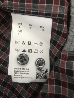 NWT $245 Hugo Boss T-Scot Mens Tailored Cotton Dark Red Dress Shirt Size S