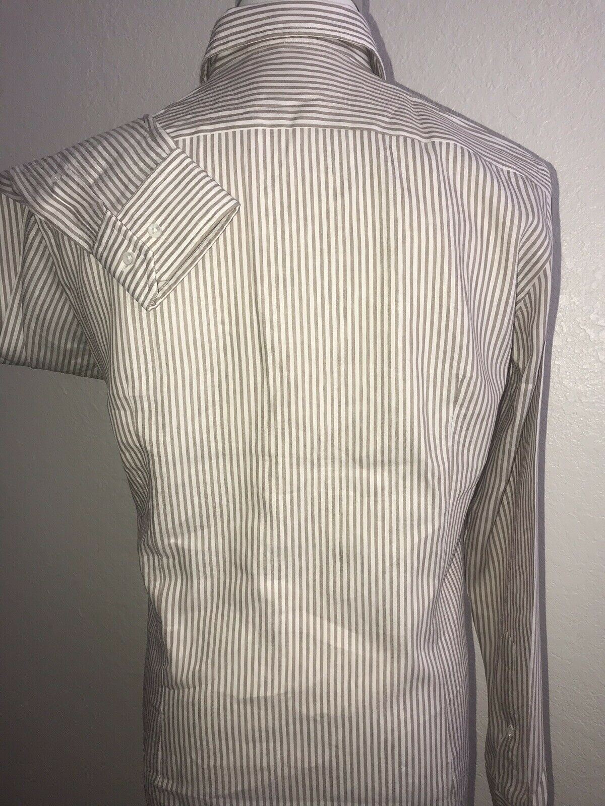 NWT $285 Hugo Boss Mens T-Shan Slim Fit Tailored Brown Dress Shirt Size 41/16