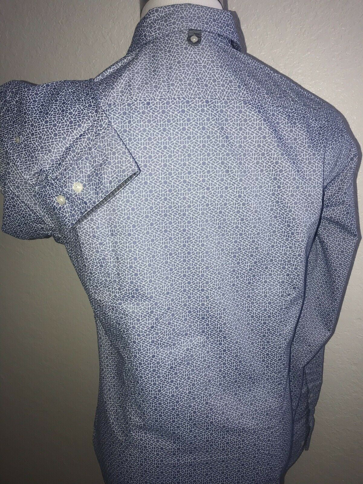 NWT $205 BOSS Hugo Boss Mens Badone Modern Med Blue Dress Shirt Size M
